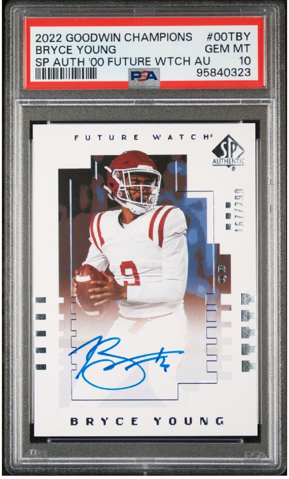 Bryce Young Carolina Panthers 2022 Goodwin Champions SP Future Watch PSA 10 GEM Auto POP 19!! /299 