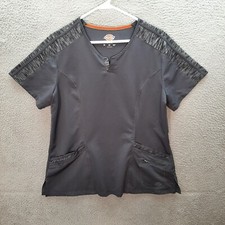 Dickies Scrub Top Womens Large Gray Smock Nur...