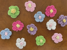 12pc UPICK Crochet Flower Fabric Applique / Embellishments Scrapbook Craft Bows