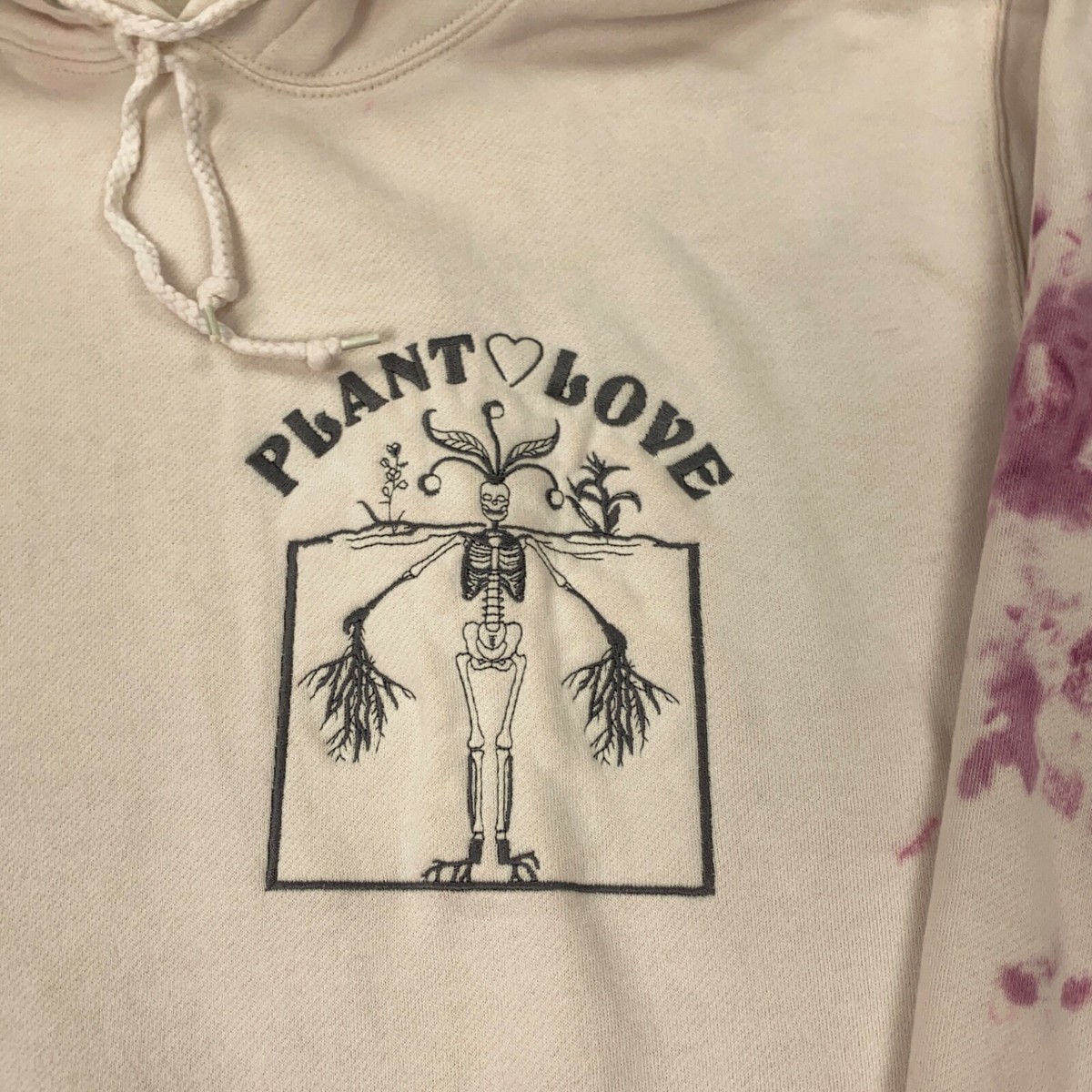 Stussy Plant Love Hoodie Mens XL White/Blue/Purple Tie Dyed