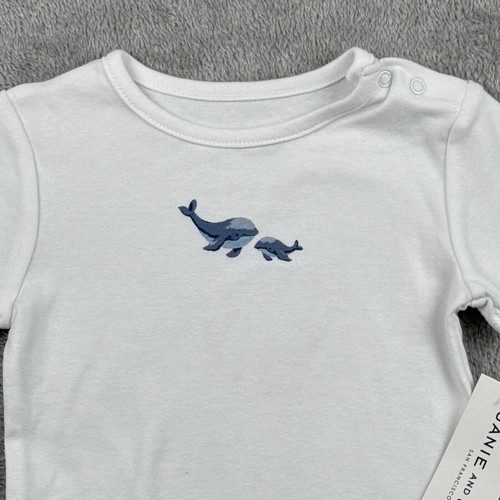 Janie And Jack White One Piece Baby Boy Size 6-12 Mo Nautical Whales Snaps NWT - Picture 3 of 6