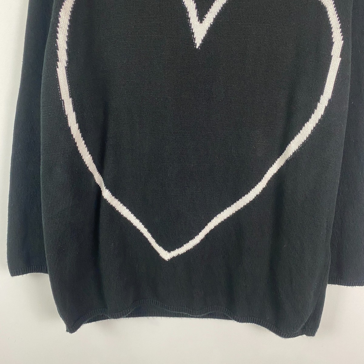 Comme Des Garcons Black Intarsia Heart Crew Neck Sweater Mens M