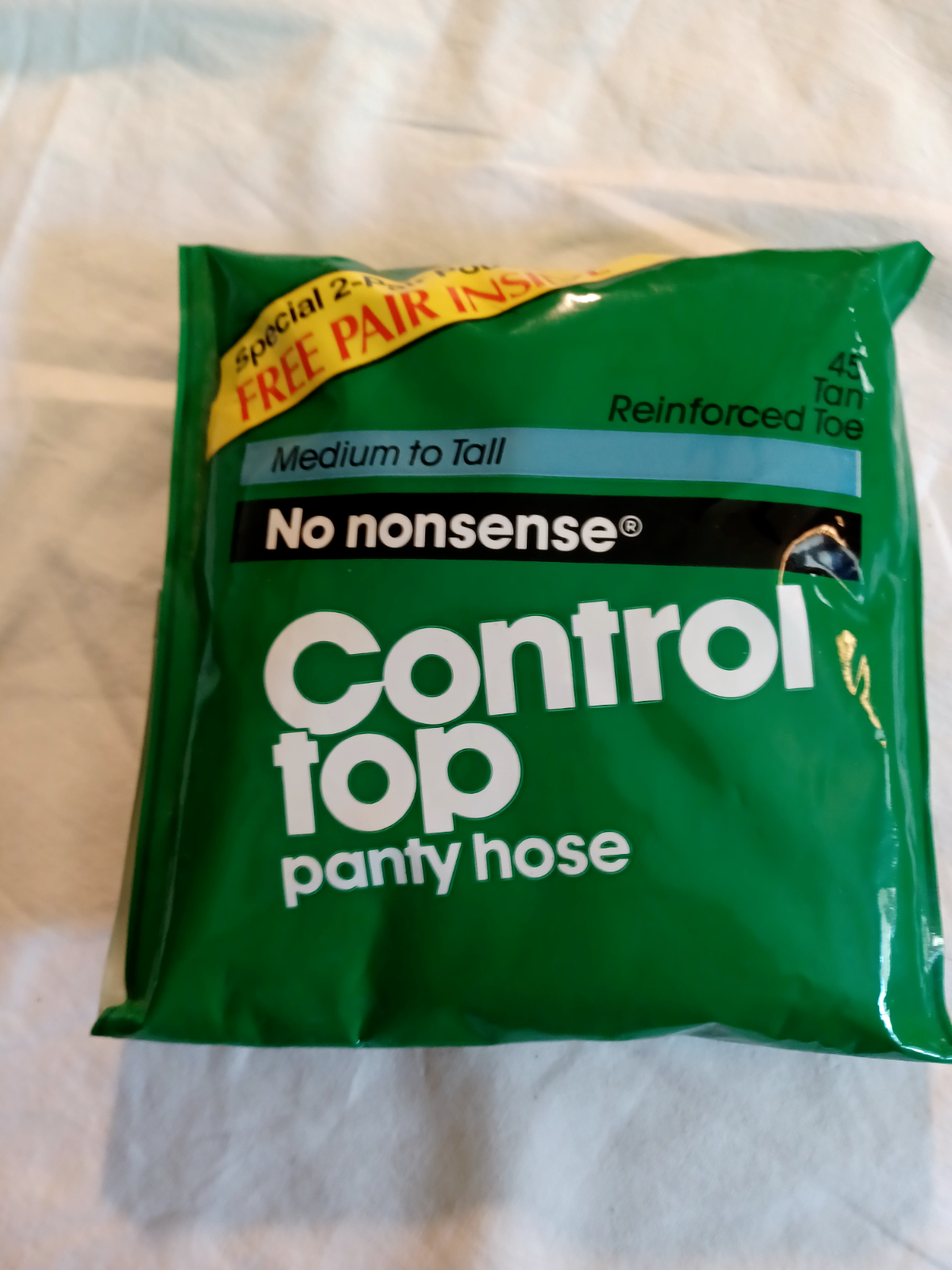 Vintage No Nonsense Control Top Pantyhose 2 Pr Tan Med/Tall~