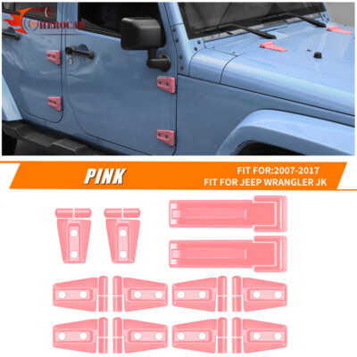 34x Pink Door Hood Tailgate Hinge Cover For 2007-18 Jeep Wrangler JK Accessories