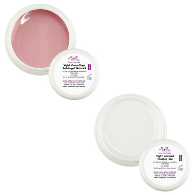 SET: je 15ml Babyboomer Ice White, Cam. Buildergel Naturell, Gloss Milky Rose