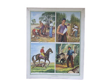 Old mid century school print picture - Australian People - 53 X 43