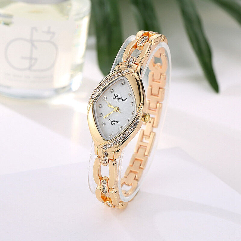 Women's Luxury Ladies Bangle Watches Rhombus Cheap Gold Rhinestone