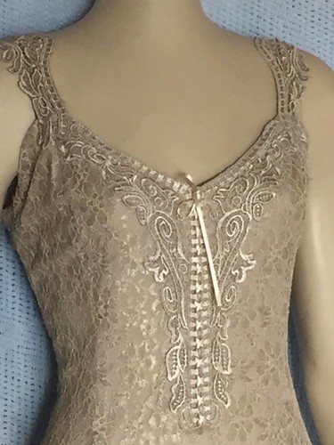 Tan Elegant Lace Casual, Beach, Western Wedding Attendant Dress, XXXL - Picture 10 of 11