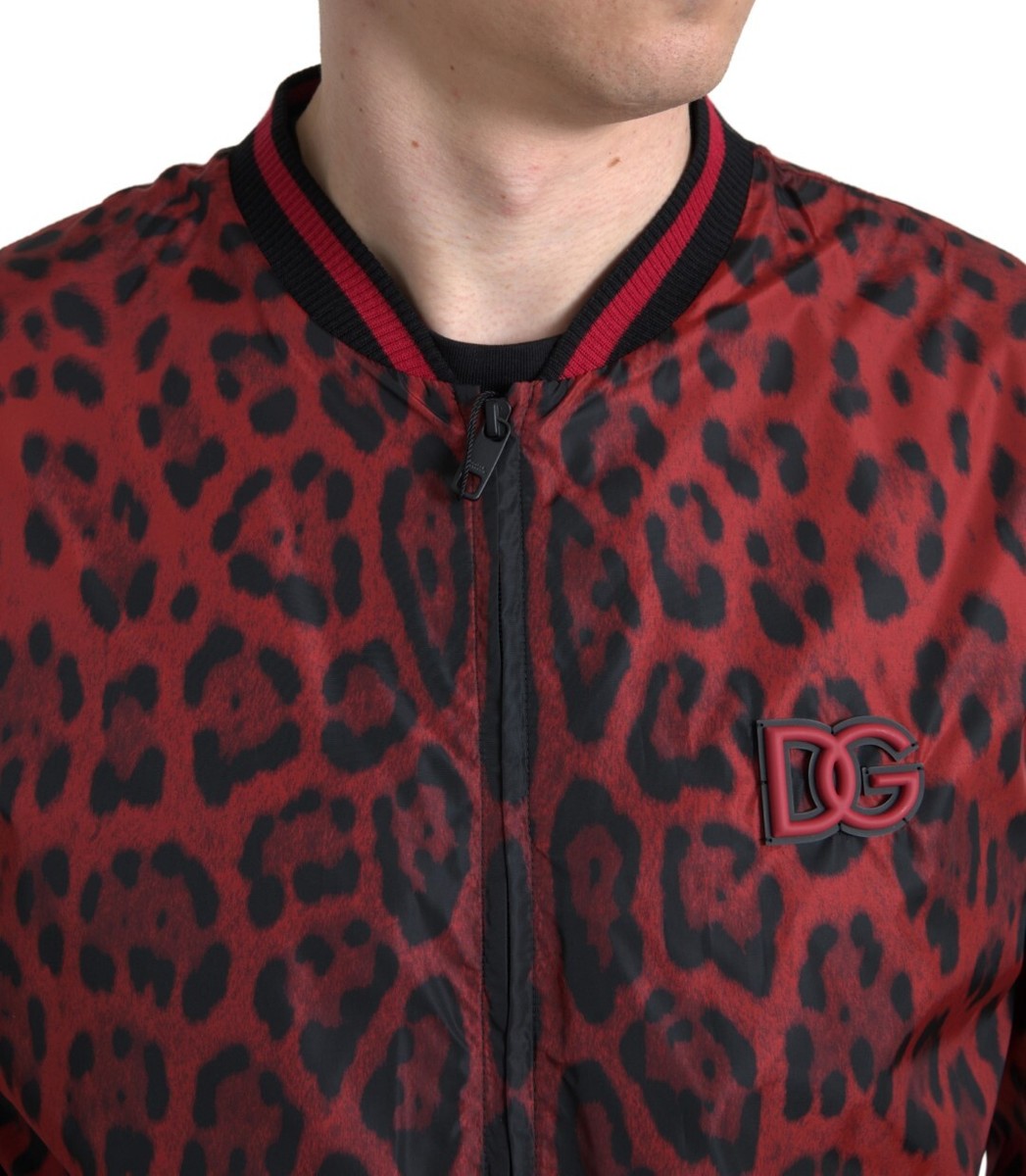 Dolce & Gabbana Red Leopard Print Bomber Men's Jacket Dolce & Gabbana Red Leopard Print Bomber Men's Jacket