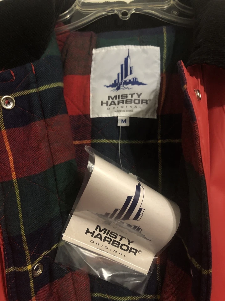 Women's Misty Harbor Any Weather Slicker Raincoat, Red, Plaid Line Sz M 8/10 NWT - Image 2 of 3