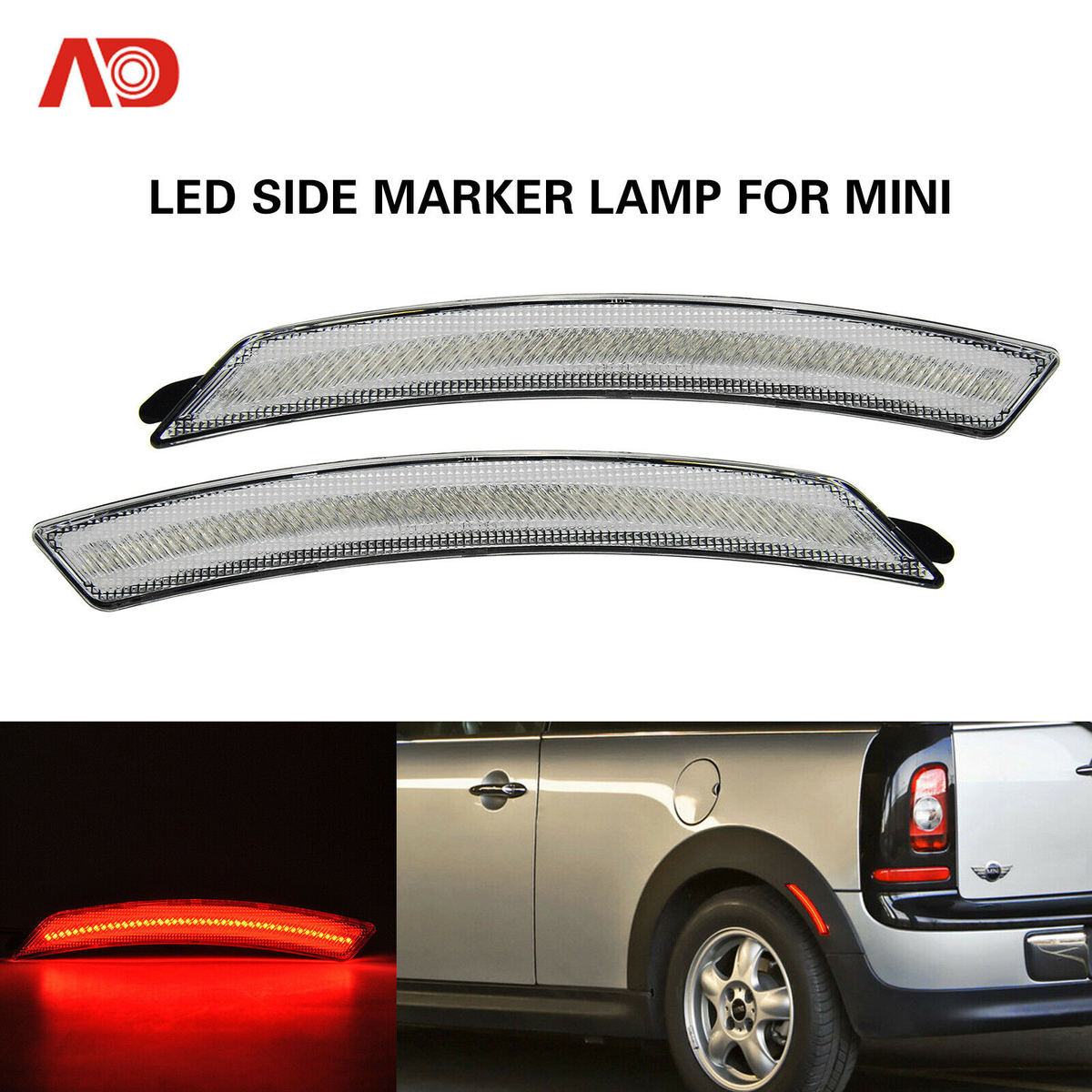 R56 Mini Cooper LED Sequential Side Marker Turn Signals For Mini Cooper R55/ R56/R57/R58/R59 - Smoked Lens, Plug & Play Mini Cooper LED Side Markers - Foto 8