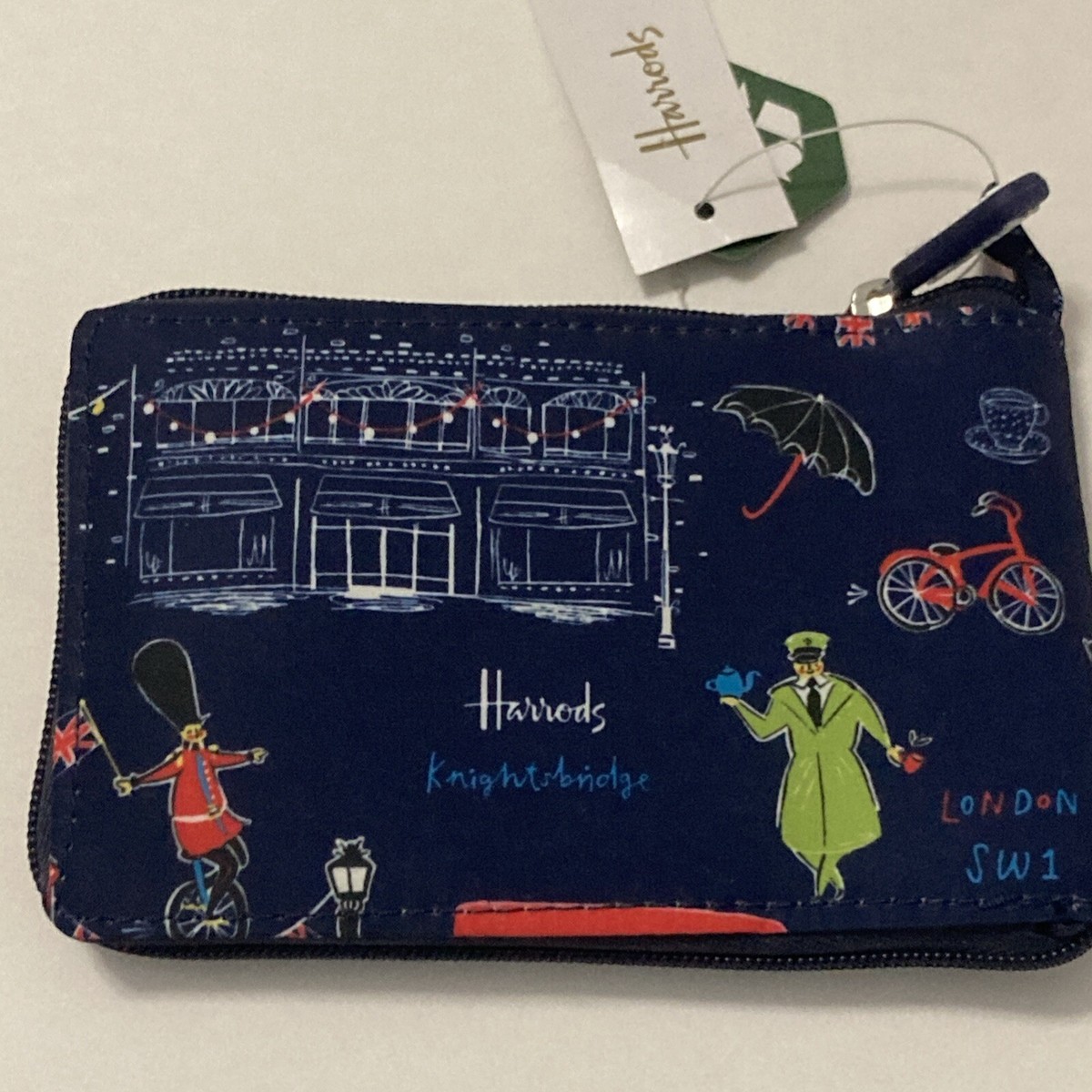 Harrods Knightsbridge London Blue Bag Foldaway Pigeon Guard Dog