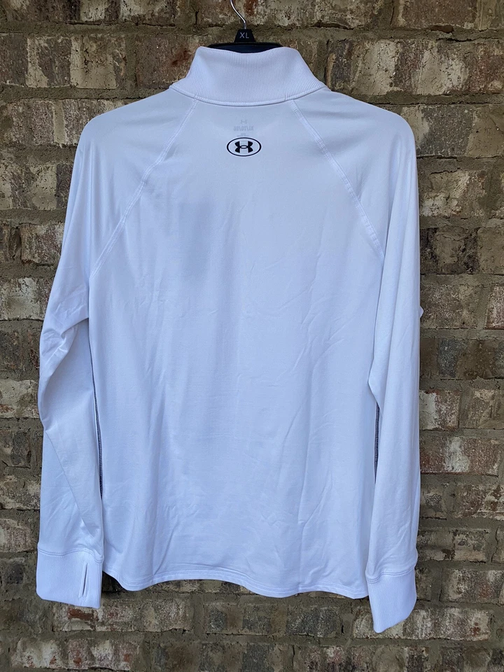 Sudadera para mujer Under Armour Train clima frío 1/2 cremallera, blanca/negra, XL Foto 4 de 4