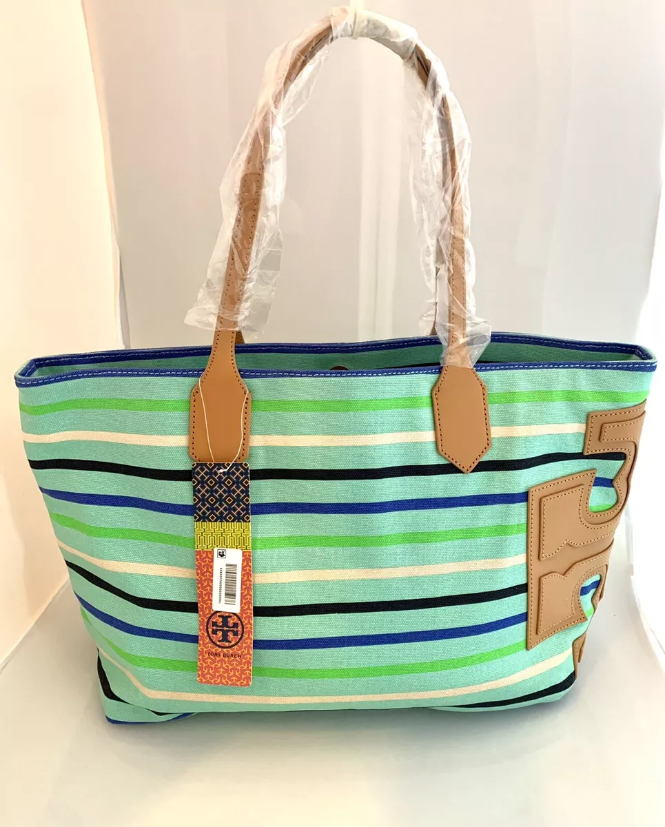 Tory Burch Ella Stripe Canvas Tote