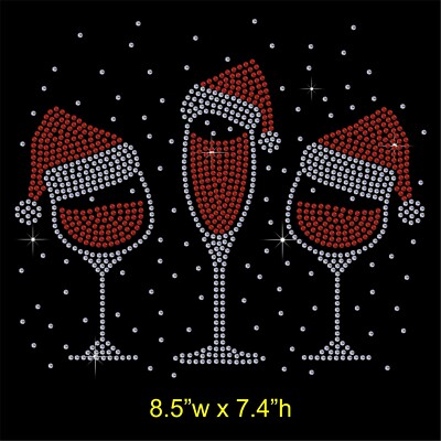 Weihnachten Weinglas Strass/Diamant Transfer Hotfix Motiv aufbügeln + kostenloses Geschenk