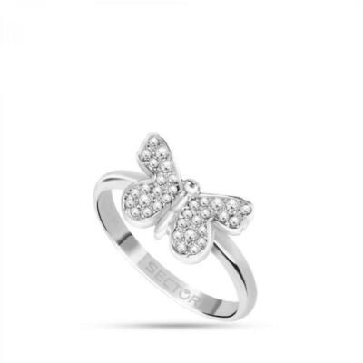 DAMEN RING SCHMETTERLING GRÖSSE 12 SEKTOR SCHMUCK STAHL UND ZIRKONIA, MODELL ADELE