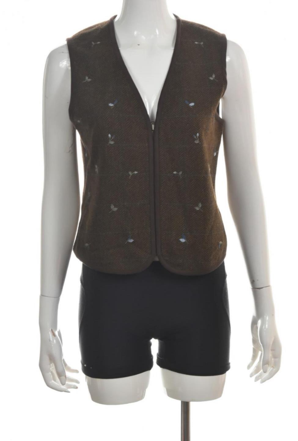 Talbots Womens Vest Size PP Green Brown Herringbo… - image 1