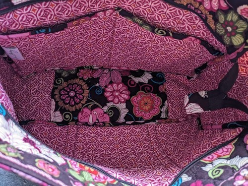 VERA BRADLEY MOD FLORAL PINK TOTE SHOULDER BAG - Retired Brown and Pink - Picture 7 of 10