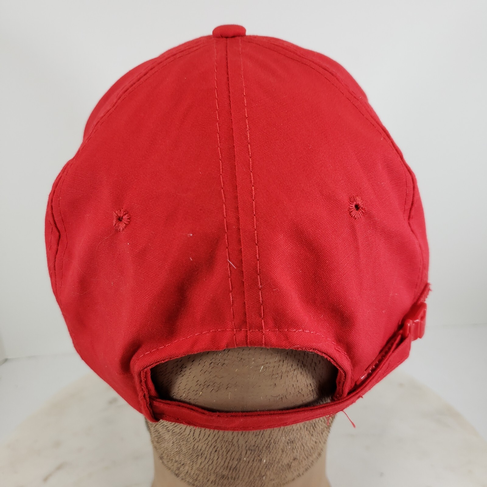 Vintage Schaefer Light Beer Hat Script Logo Cap Red Zipper Strap KC