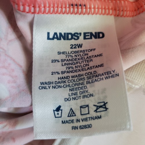 Lands End Tankini Swim Top Size 22W Salmon Orange Floral Wide Strap Underwire - Picture 2 of 6
