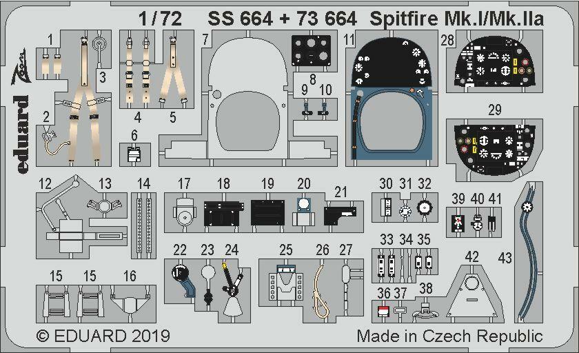 Eduard Accessories SS664 1:72 - Spitfire Nk.I/Mk.IIa for Airfix - New