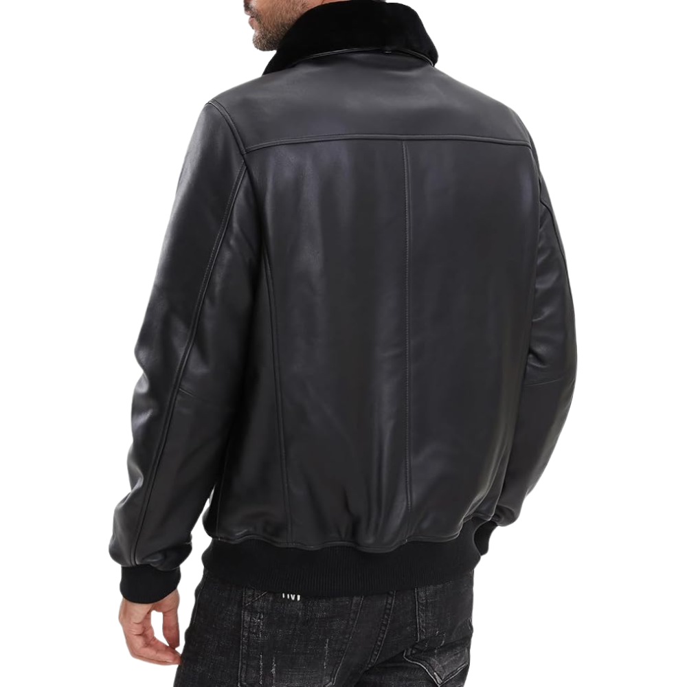 Mens Bobmer Real Leather Jacket Removable Furr Collar | eBay