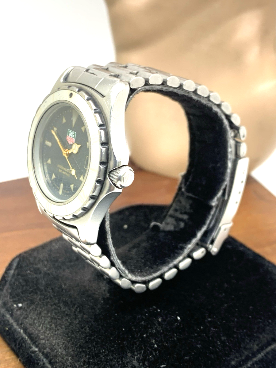 Tag Heuer Watch 972.613R Swiss Quartz Vintage Black Dial Silver