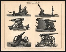 Druck 1901 - Geschütze Kanone Mörser Haubitze Lafette Maschinengewehr Artillerie