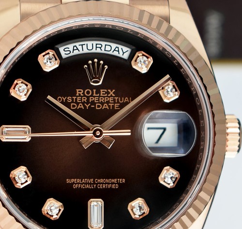 ROLEX 18kt Rose Gold Day Date 36 President Brown Ombre Diamond 128235 SANT BLANC - Picture 7 of 7