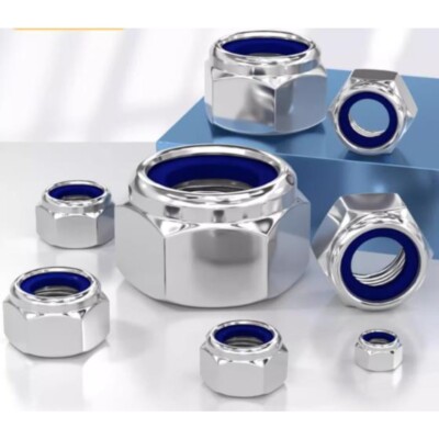 Sourcing Map M10 Nylon Insert Hex Lock Nuts With Flange, 304