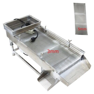 110V Single Layer Linear Vibrating Screen Electric Sifter JG30-75 3mm&5mm Sieves