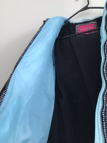 London Fog Puffer Jacket Coat Full Zip Girls L 14-16 Black With Blue/teal Accent - Picture 6 of 6