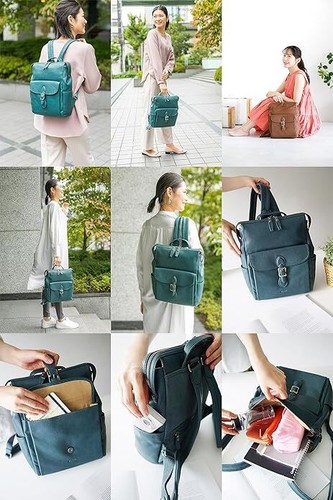 Mochila DAKOTA Pharrell de cuero genuino para mujer azul marino DA1034244 nueva - Imagen 2 de 7