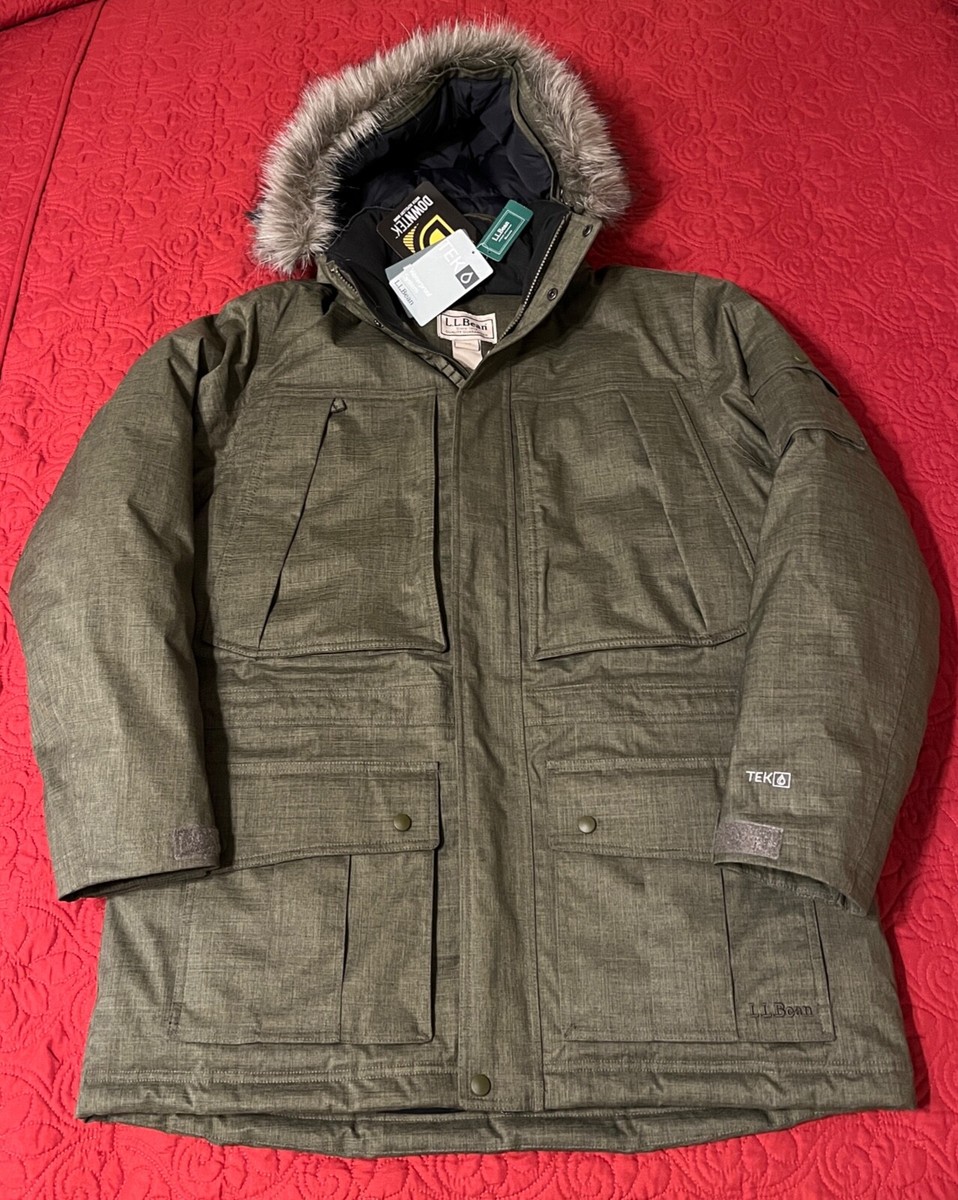 LL BEAN Mens LARGE Kelp Green Polyester Down Baxter State