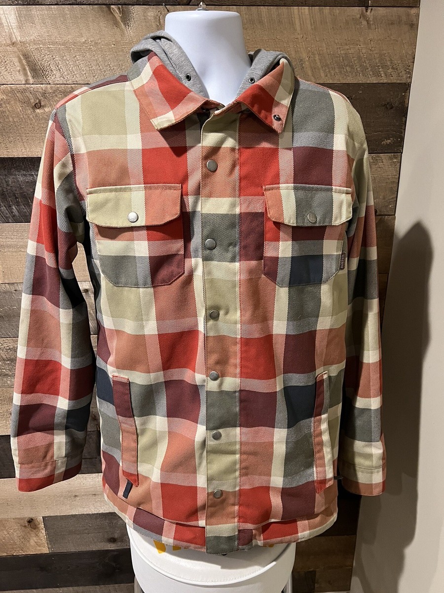 Burton S Small Dryride Hooded Snowboard Jacket Plaid Flannel Burton S Small Dryride Hooded Snowboard Jacket Plaid Flannel