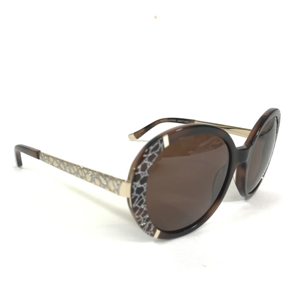 Gafas de sol Judith Leiber madera vals marrón plata monturas redondas con lentes marrones Foto 3 de 4