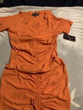 NWT Love Unversity Orange Dress Bodycom Skater Y2K Flirty Retro