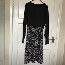 Shein Curve Floral Dress Size 1XL 10 Long Sleeve A Line Belted Tie