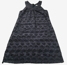 J. Crew Womens Sleeveless Shift Dress Size 0 Black Eyelet Halter Neck Back Zip