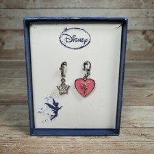 Disney Tinkerbell Charms Pink Enamel Heart Rhinestone Star 2 Pcs