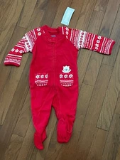 New Gymboree Infant Boy Girl Red Fair Isle Jumper with Bear in Pocket 3-6 months