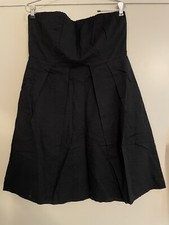 J. Crew 12 NWT Black Seersucker Cotton Strapless Lined Textured Lorelei Dress