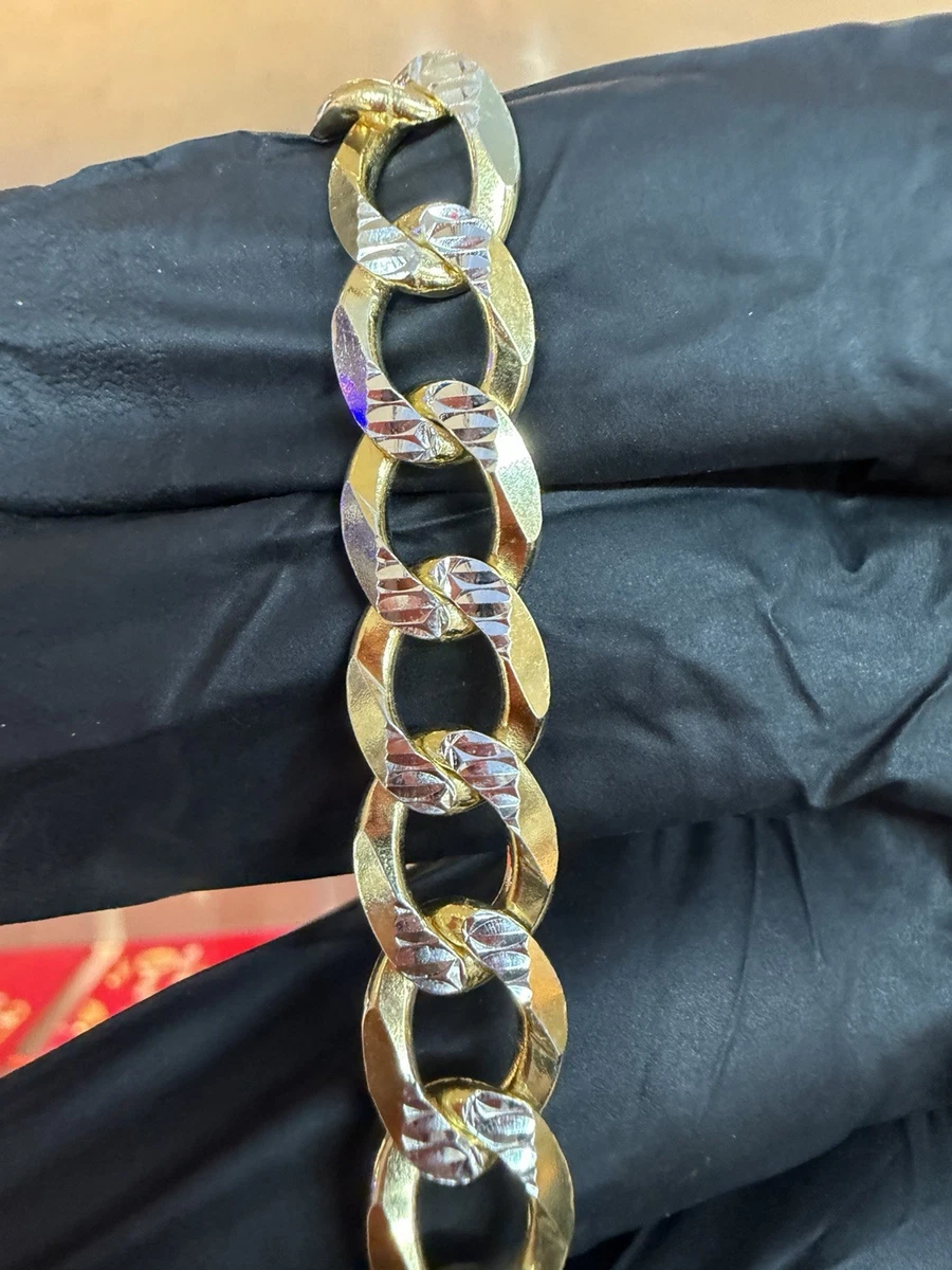 Armband Gelbgold vergoldet Kubanischer Diamantschliff 10,3 mm 22,87 Gramm