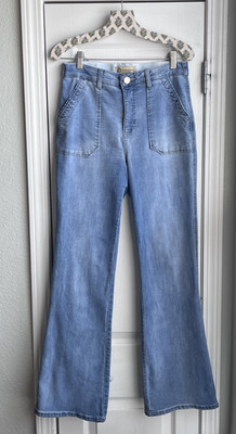 Democracy ''Ab''solution Porkchop Pocket Wide Leg Flare Jeans Light Wash Size 6