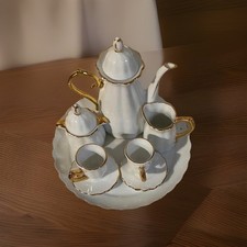 Formalities Baum Brothers 10-piece White  Gold Leaf Mini Tea Set Vintage