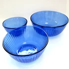 Set of 3 Vintage Pyrex Cobalt Blue Ribbed Nesting Bowls  7401-S, 7402-S, 7403-S