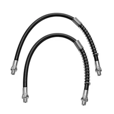 2Pcs Grease Gun Hose 15.7" 10000PSI Spring Flex Grease w 1/8" NPT Thread Black