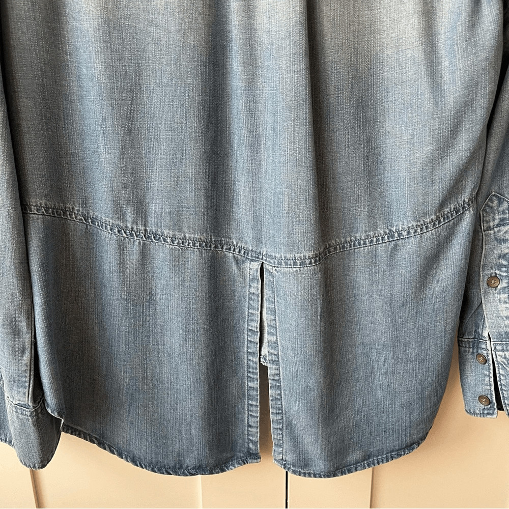 Bella Dahl Split Back Button Down - Blue Ombre Wa… - image 12