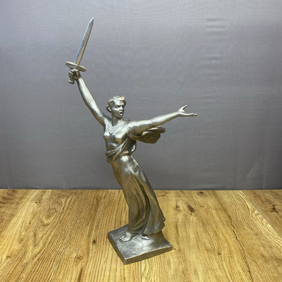 Rare Large Motherland Calls Statue Soviet USSR Metal Figurine Stalingrad WWll