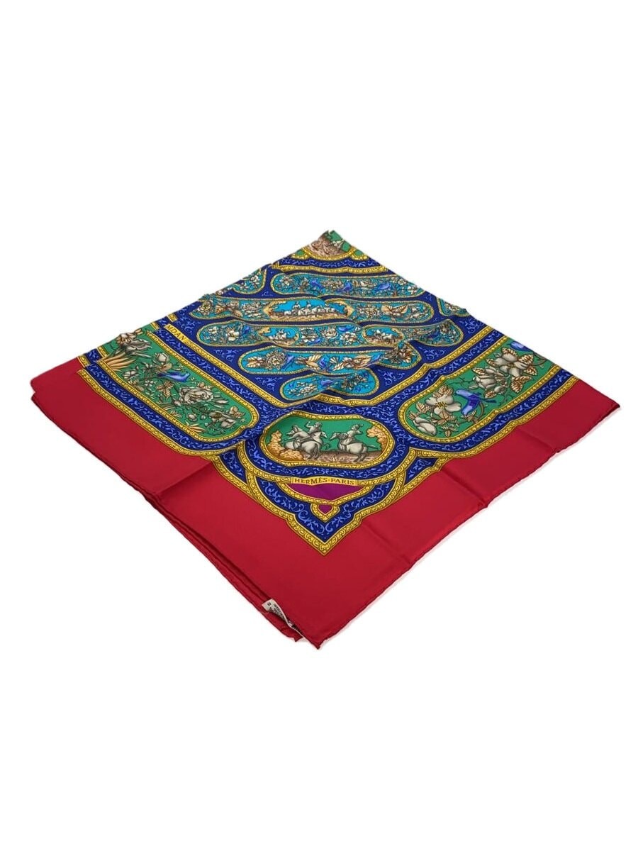 RARE Hermes Carre 90 CORRESPONDANCE Silk Scarf Blue All Over Pattern Lady